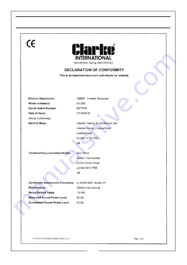 Clarke IG1200 Скачать руководство пользователя страница 25