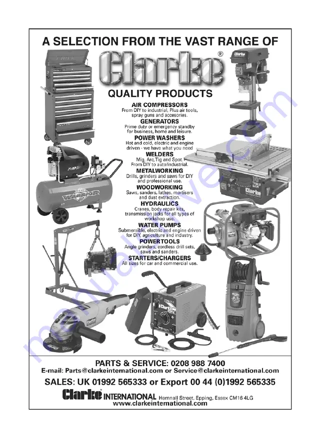 Clarke IG1200 Operation & Maintenance Instructions Manual Download Page 28