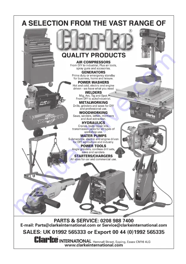 Clarke Power CI000B Operating & Maintenance Instructions Download Page 16