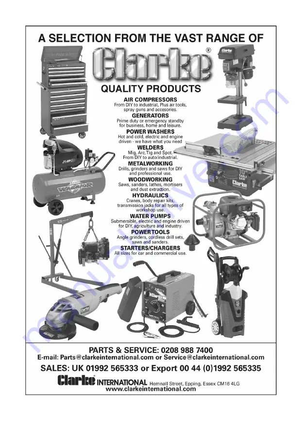 Clarke TML89 Operating Instructions Manual Download Page 8