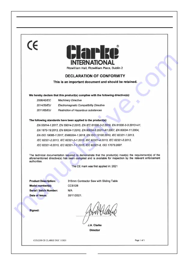 Clarke WOODWORKER 6460015 Operation & Maintenance Instructions Manual Download Page 31