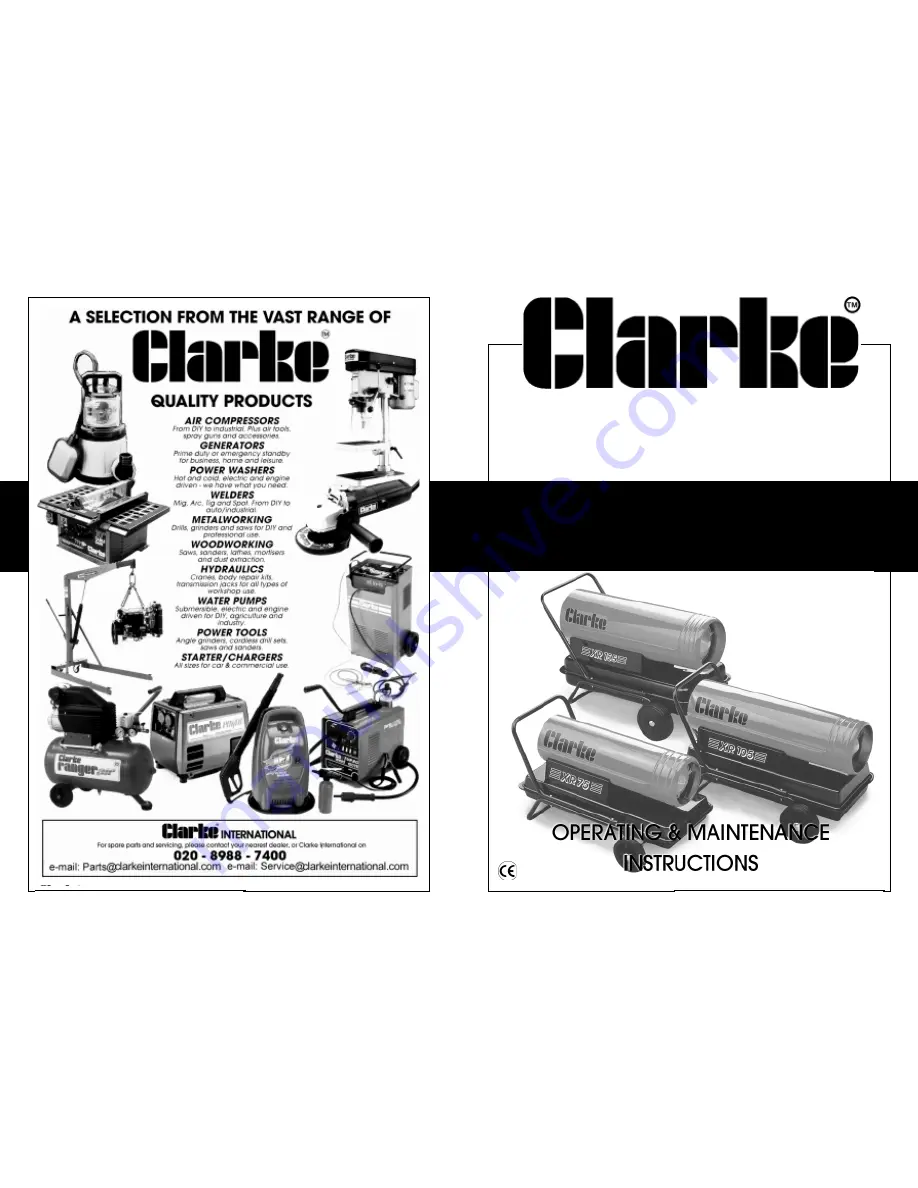 Clarke XR 155 Operating & Maintenance Manual Download Page 1