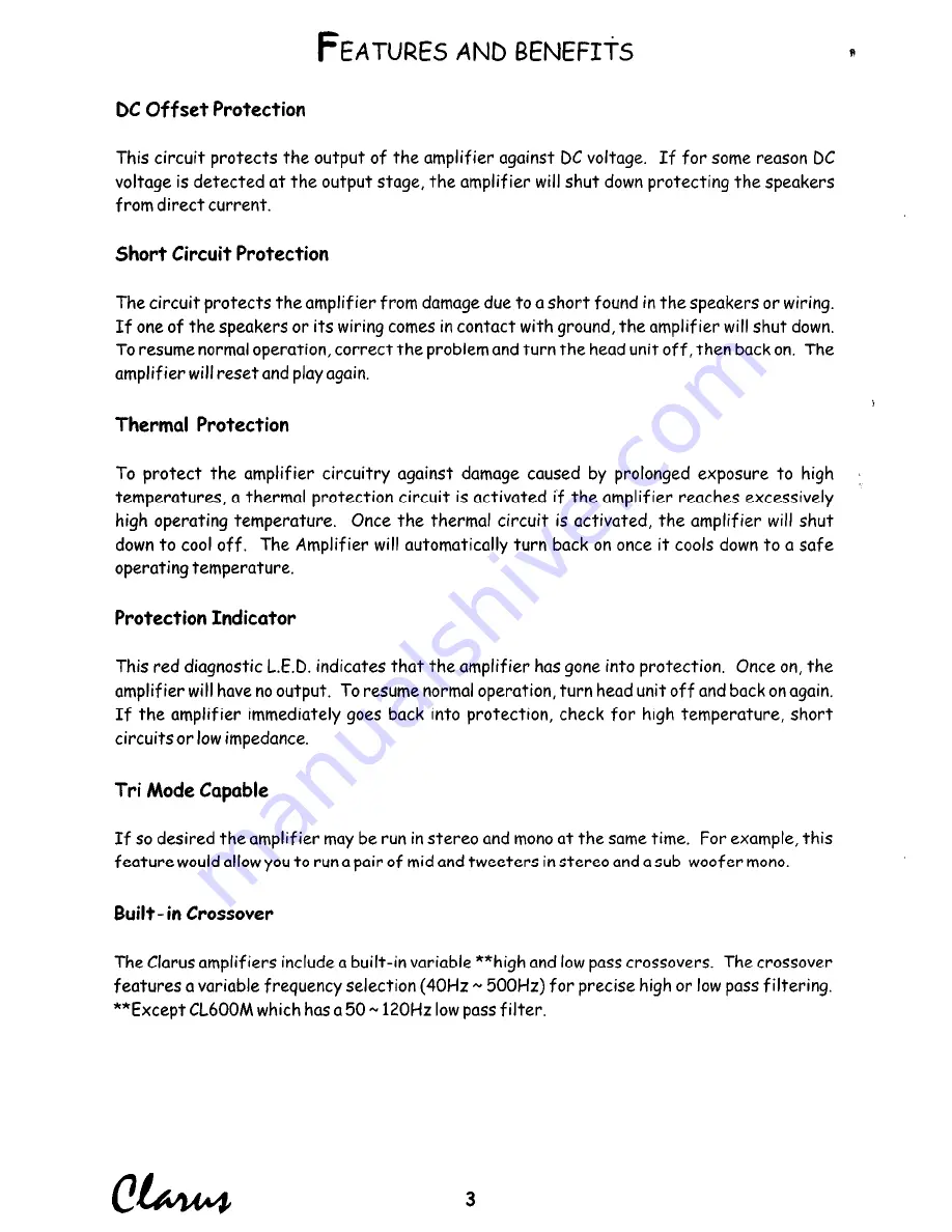 Clarus Clarus CL1200 Installation Instructions & Owner'S Manual Download Page 4