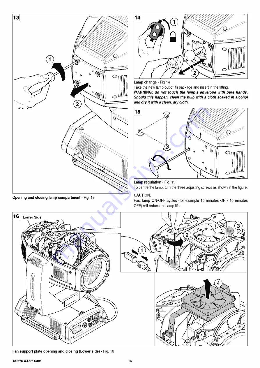 Clay Paky ALPHA WASH 1500 Скачать руководство пользователя страница 16