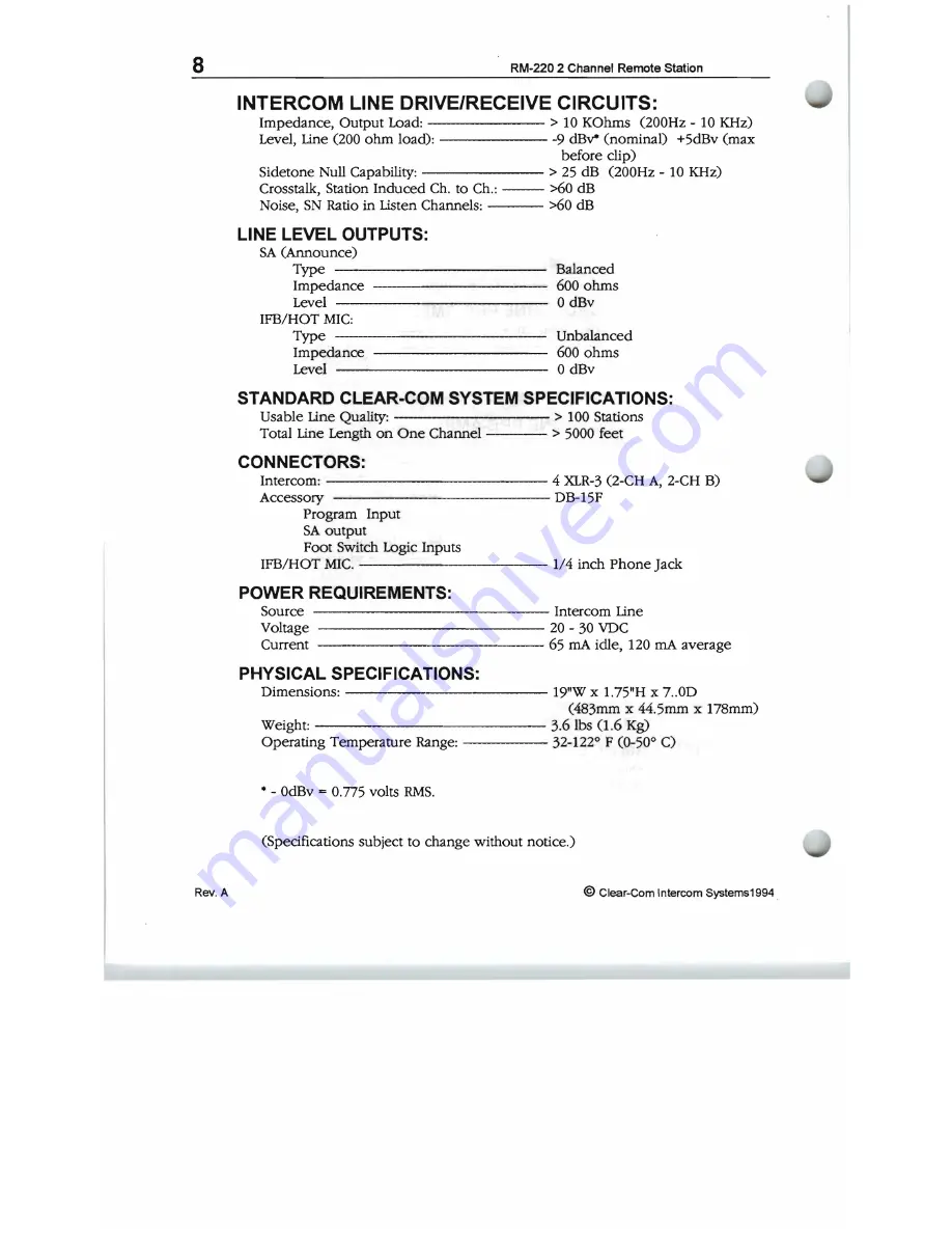 Clear-Com PM-220 Скачать руководство пользователя страница 8