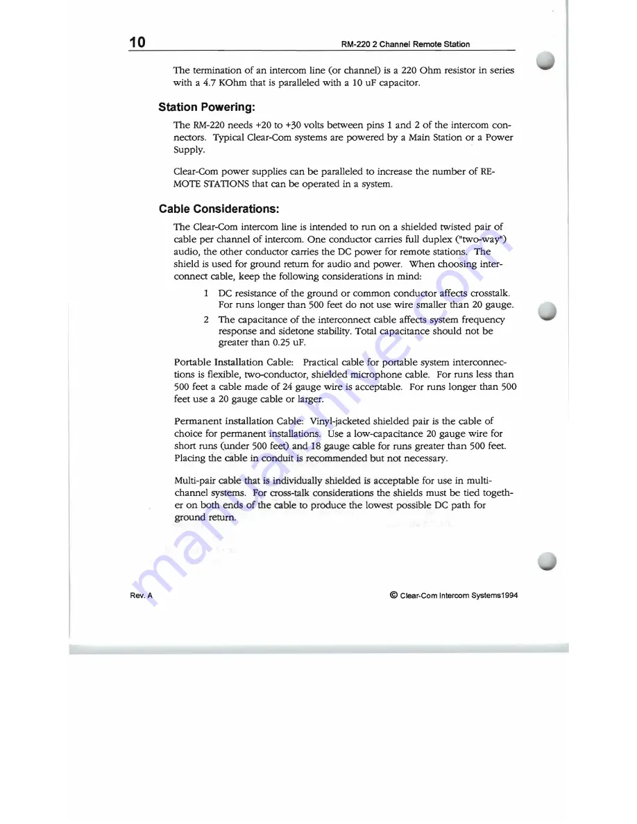 Clear-Com PM-220 Instruction And Service Manual Download Page 10