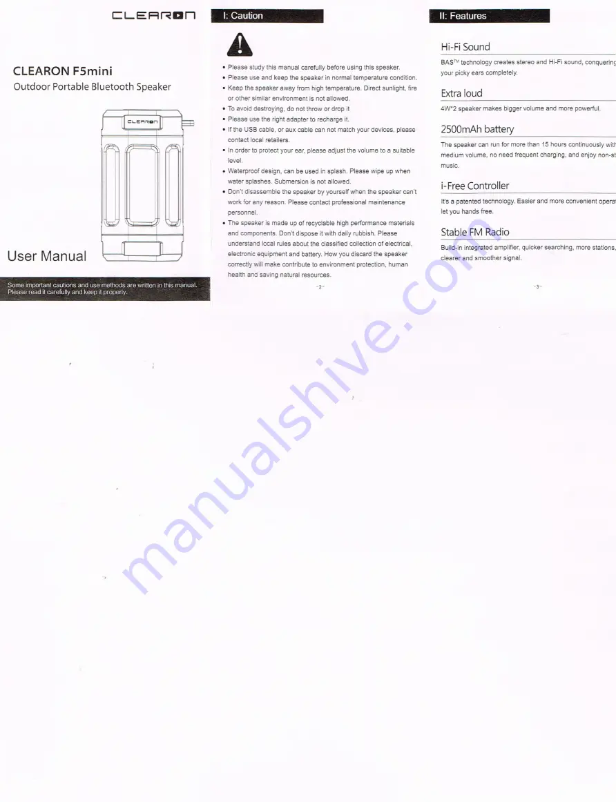 Clearon F5 mini User Manual Download Page 1