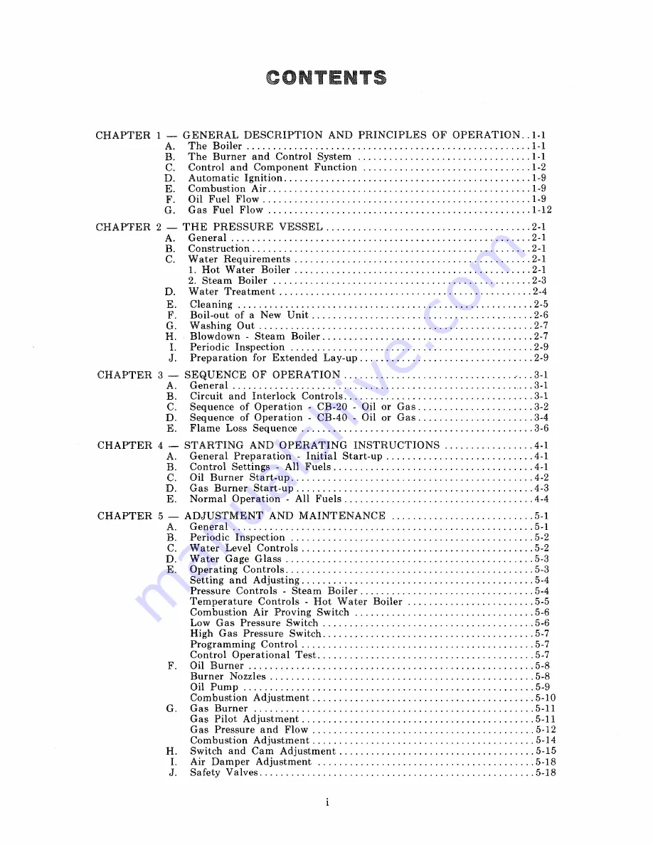 Cleaver-Brooks CBH 100 Operation, Service And Parts Manual Download Page 5