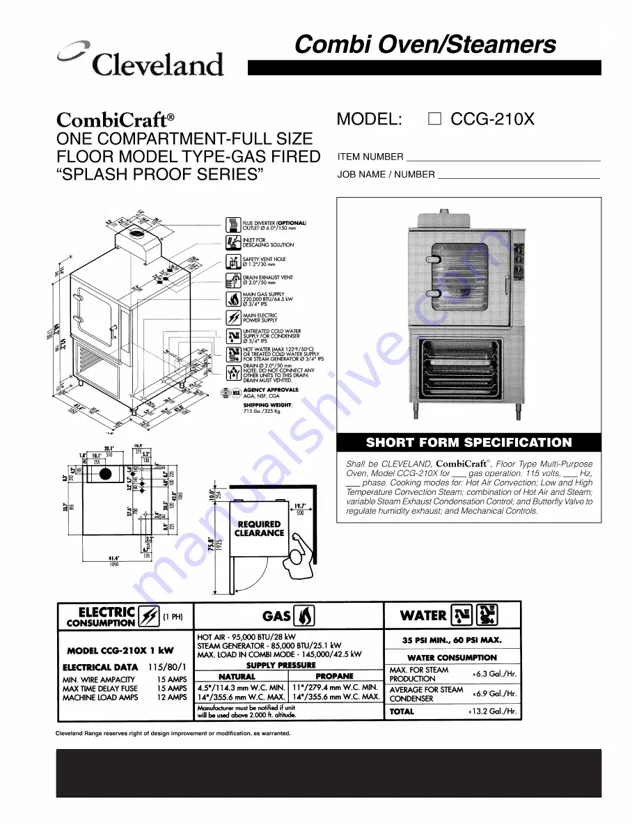 Cleveland CombiCraft CCG-210X Specifications Download Page 2