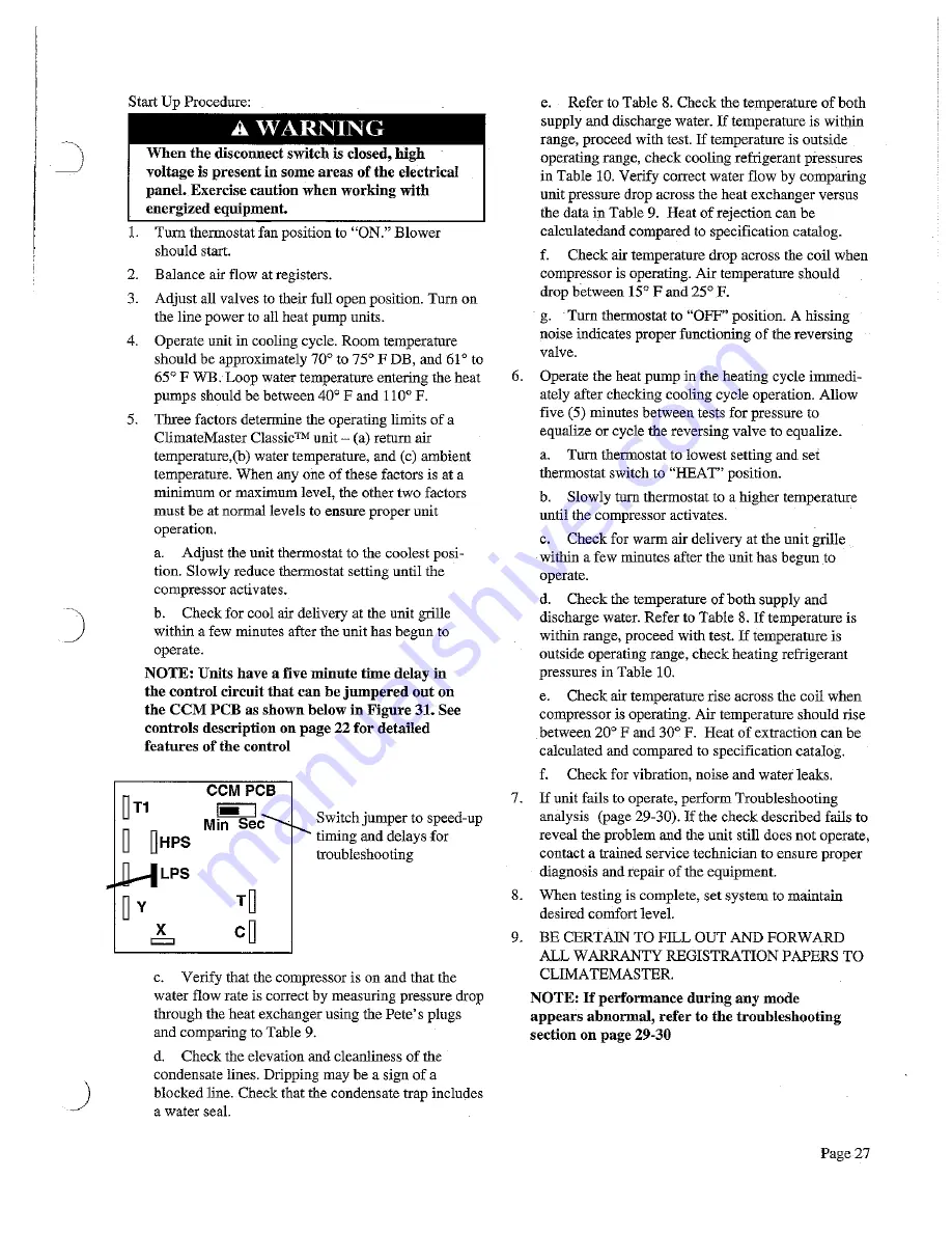 ClimateMaster HP030 Installation, Operation, &  Maintenance Instruction Download Page 27