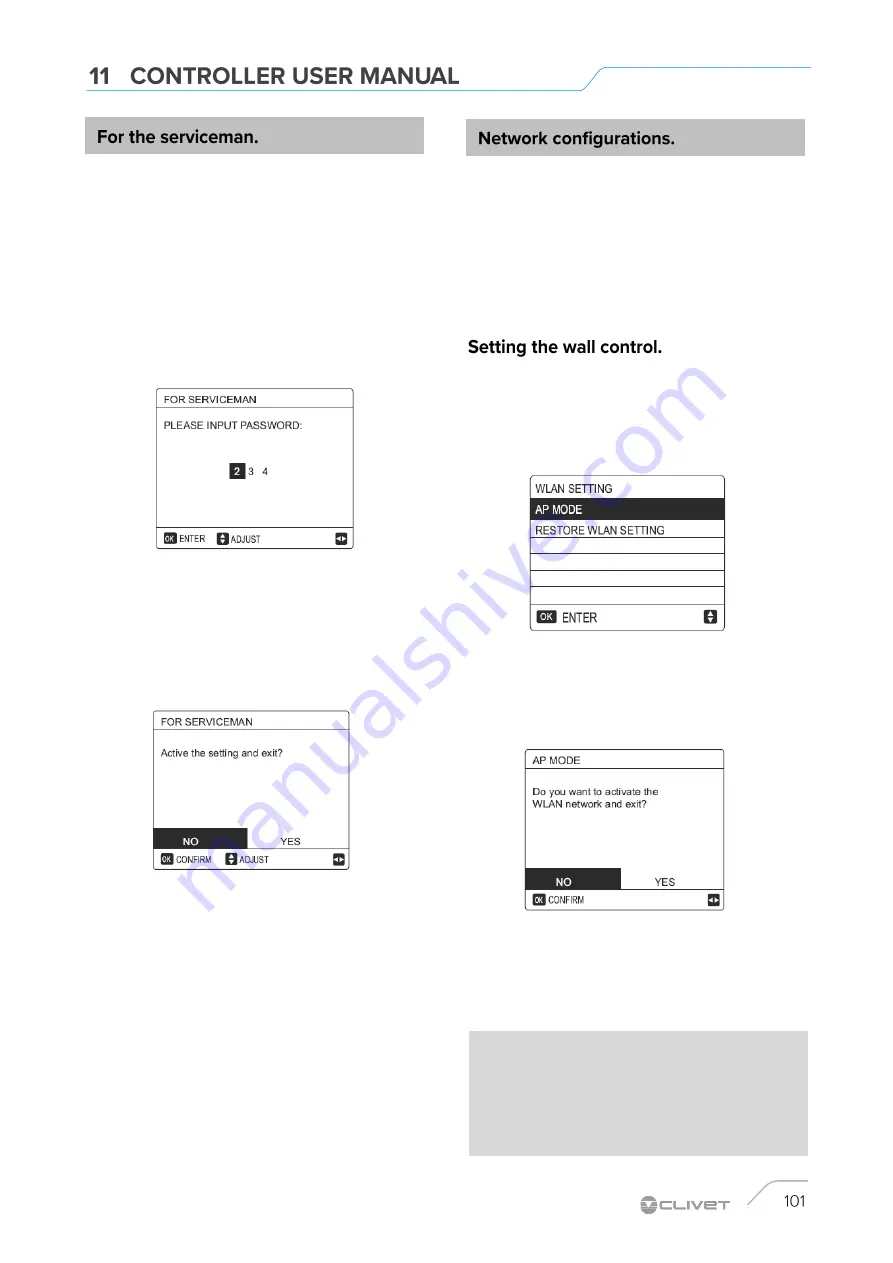 CLIVET WSAN-YMi 101 Instruction Manual For Installation, Use And Maintenance Download Page 101