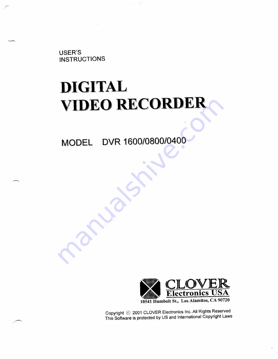 Clover DVR 0400 User Instructions Download Page 1