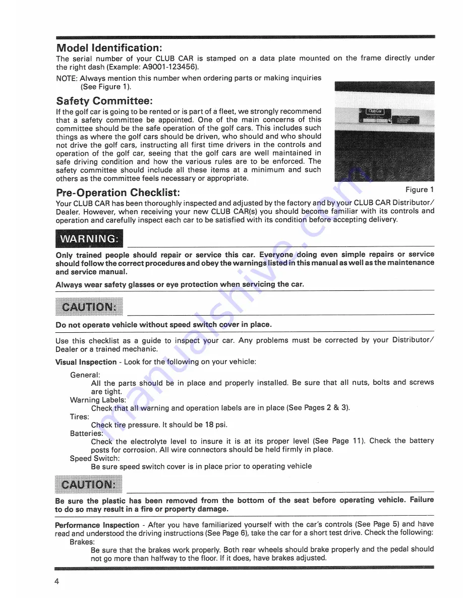 Club Car DS Electric Golf Car 1990 Owner'S Manual Download Page 6