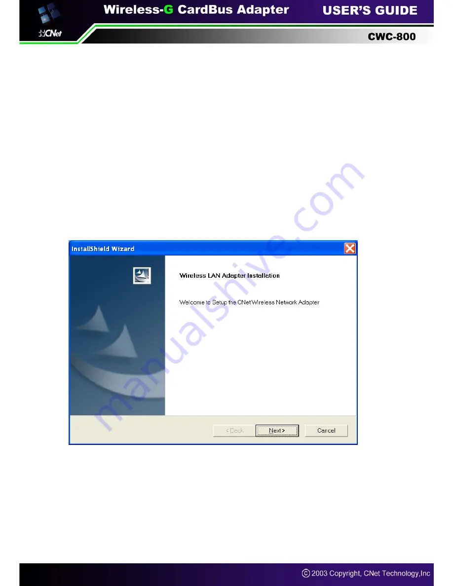 CNET Wireless-G CardBus Adapter CWC-800 User Manual Download Page 6