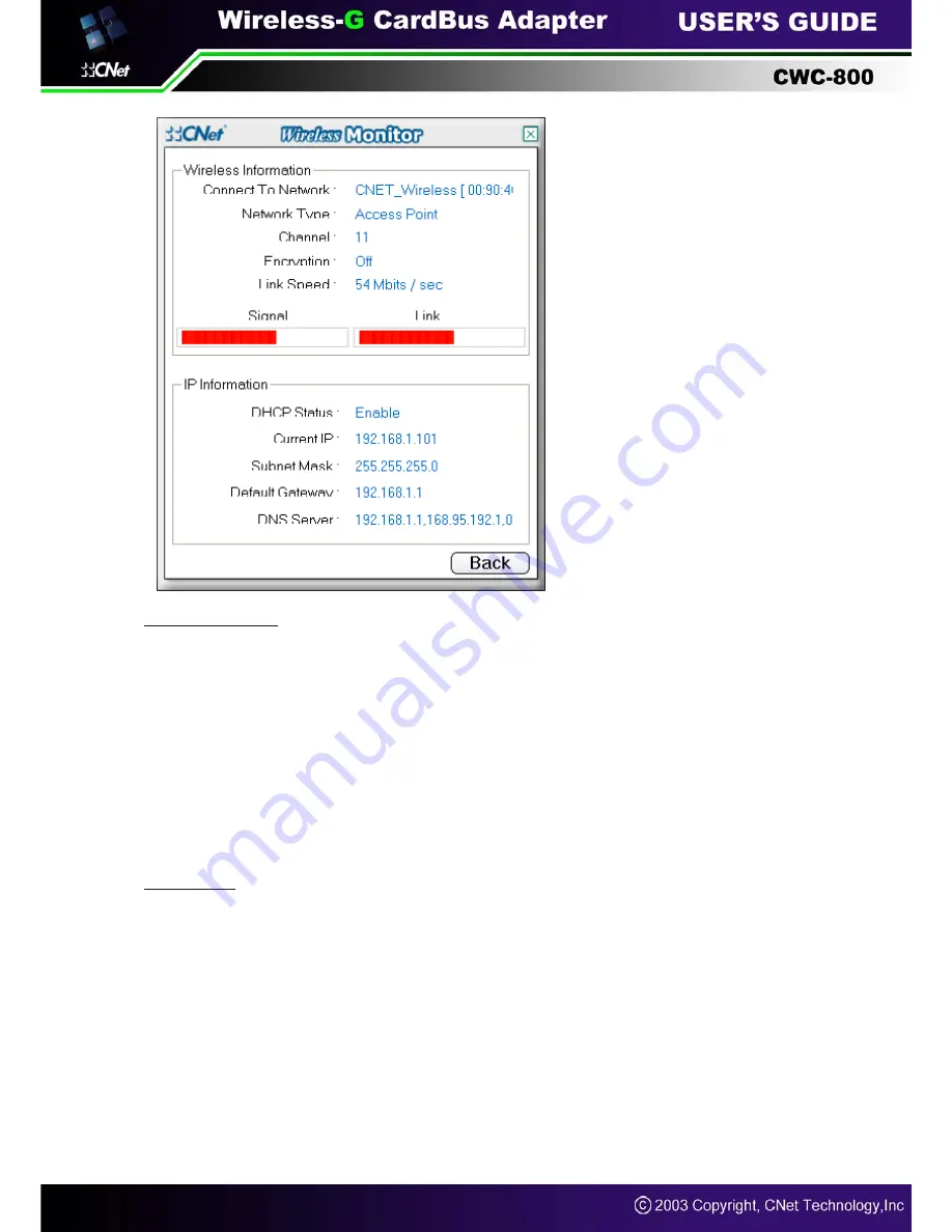 CNET Wireless-G CardBus Adapter CWC-800 User Manual Download Page 13