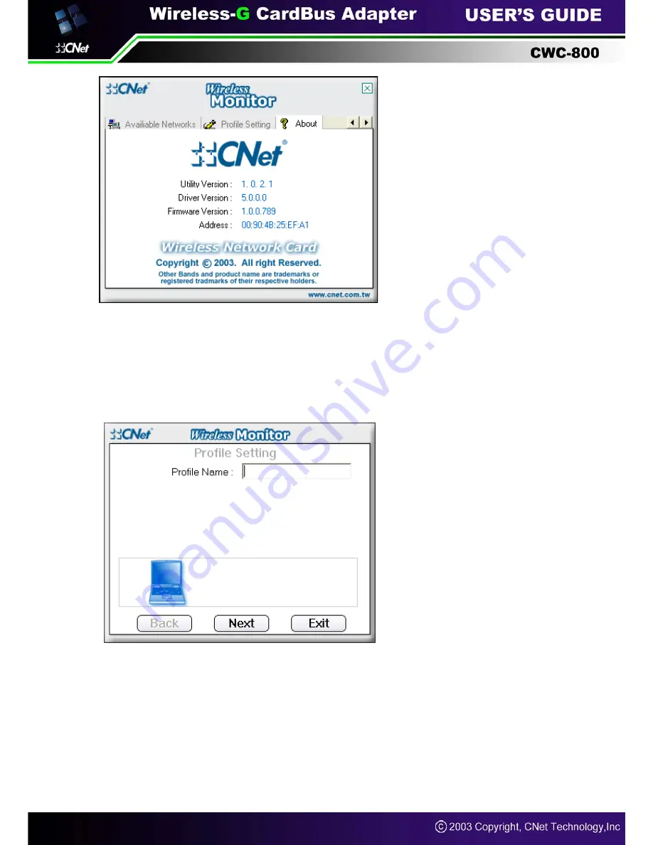 CNET Wireless-G CardBus Adapter CWC-800 User Manual Download Page 16