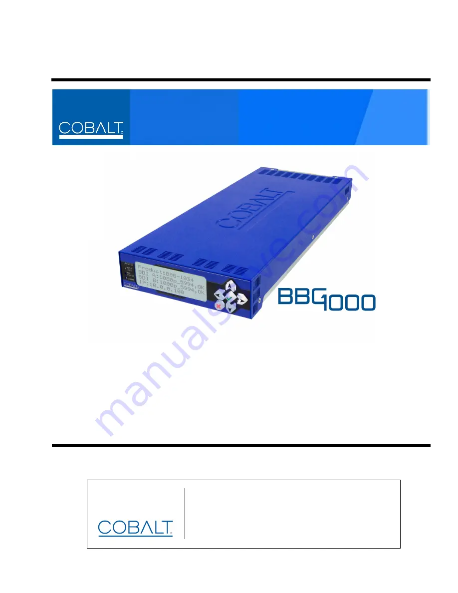 Cobalt Digital Inc BBG-1034-AUD-PRO Product Manual Download Page 1