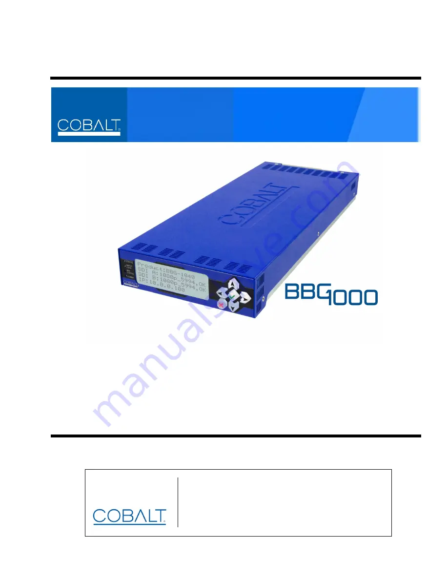 Cobalt Digital Inc BBG-1040-ACO Product Manual Download Page 1