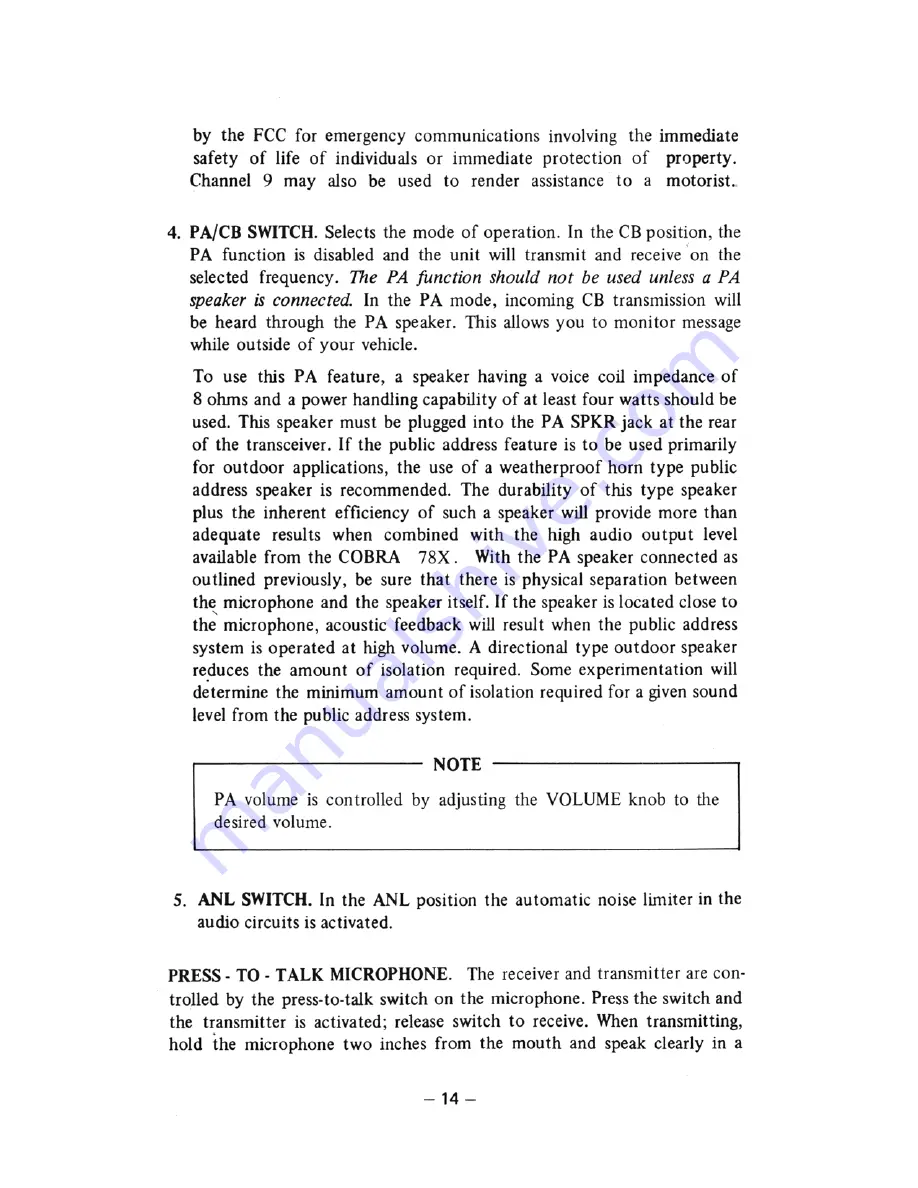 Cobra Communications 78X Owner'S Manual Download Page 17