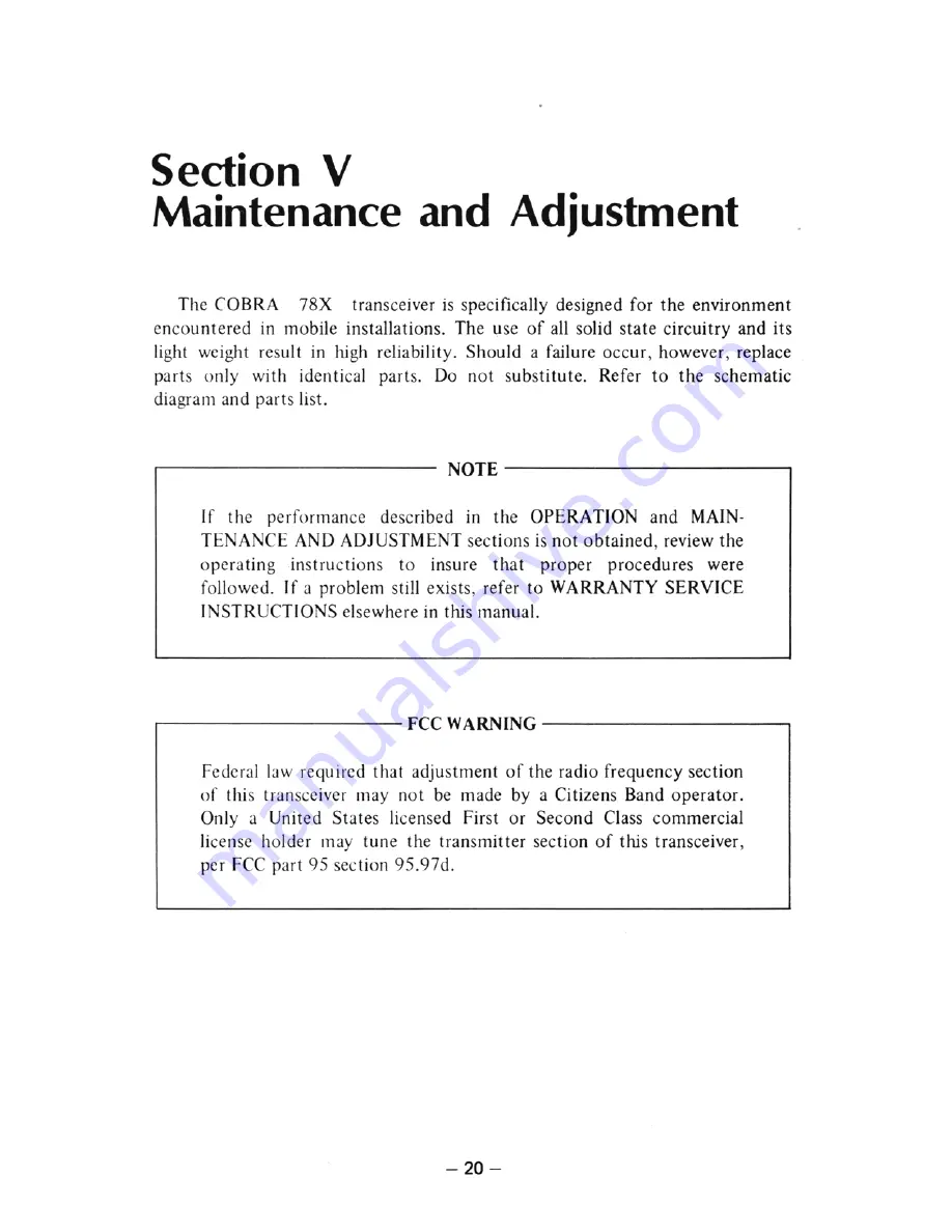 Cobra Communications 78X Owner'S Manual Download Page 23