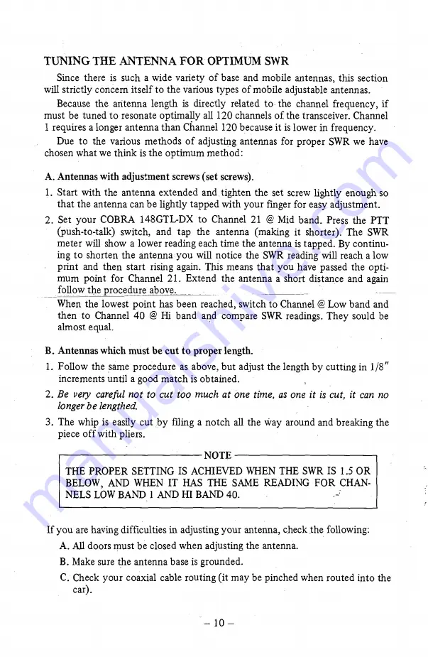 Cobra 148GTL-DX Instruction Manual Download Page 11