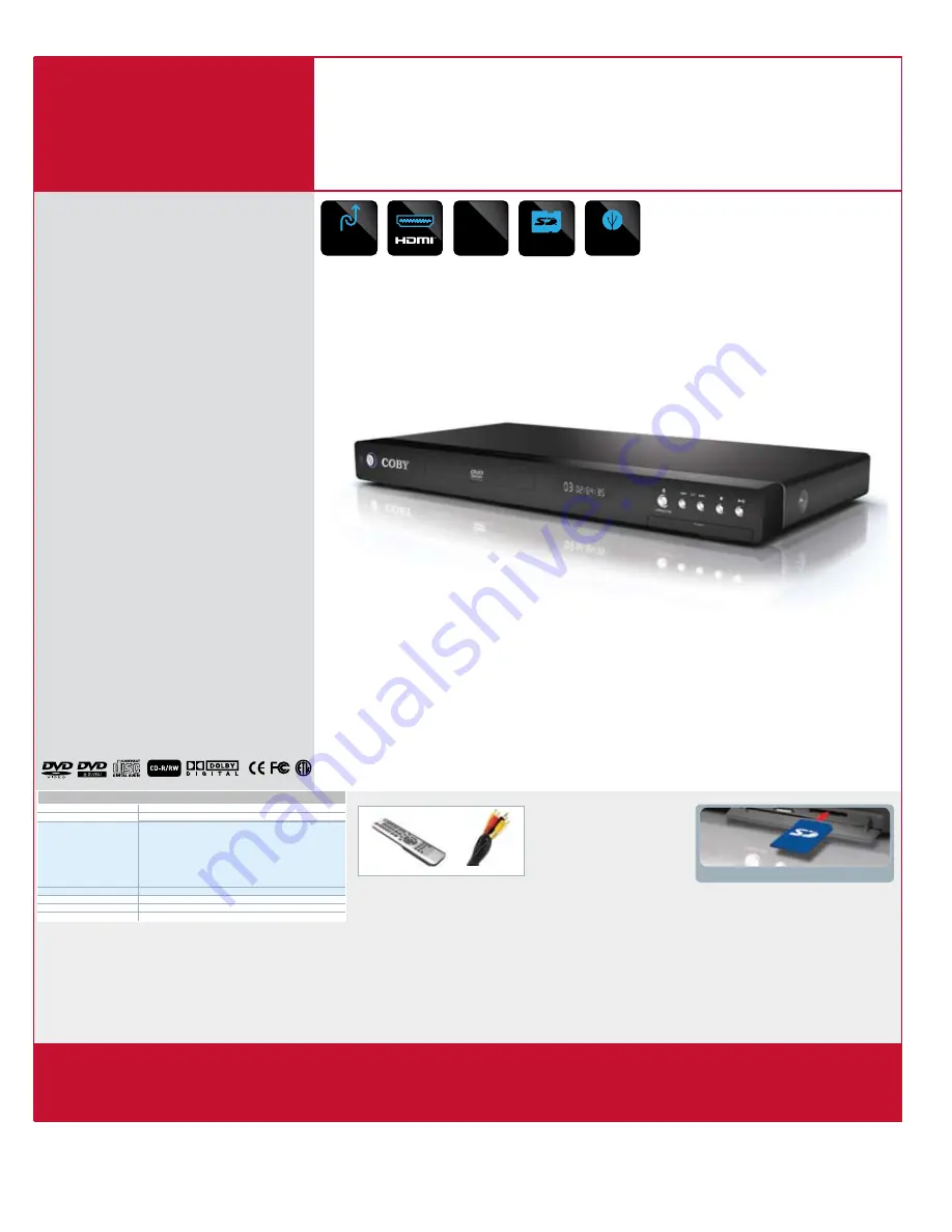 Coby COBY DVD-598 Specifications Download Page 1