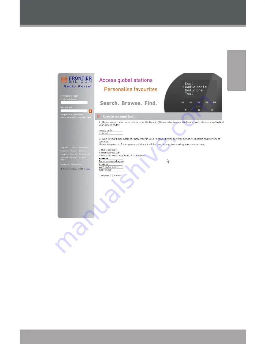 Coby IR850 - Wireless Internet Radio System Instruction Manual Download Page 53