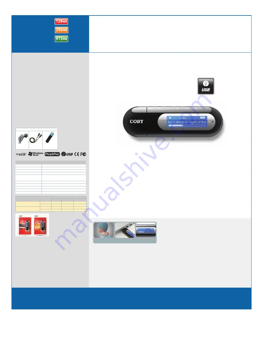 Coby MP-C834 Specifications Download Page 1