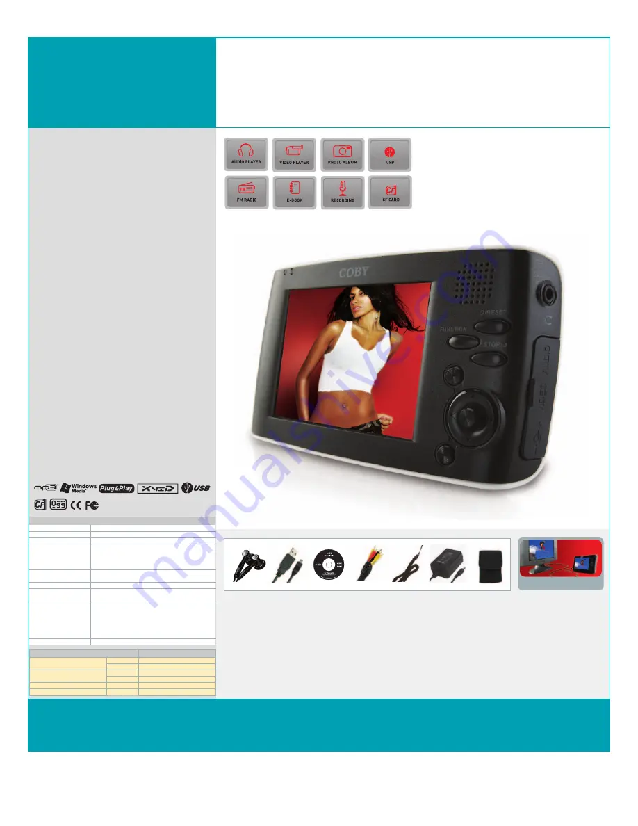 Coby PMP-3521 Specifications Download Page 1