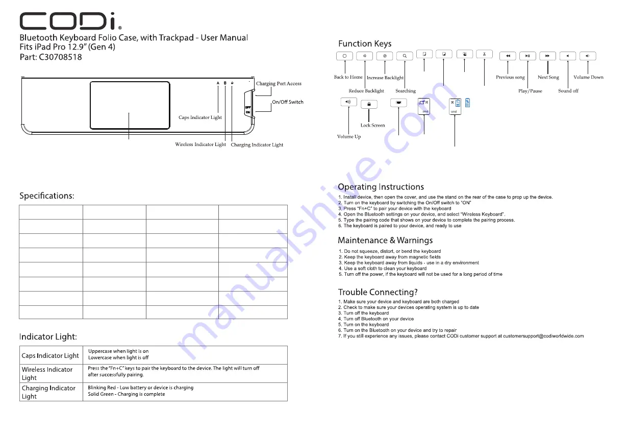 CODi C30708518 User Manual Download Page 1