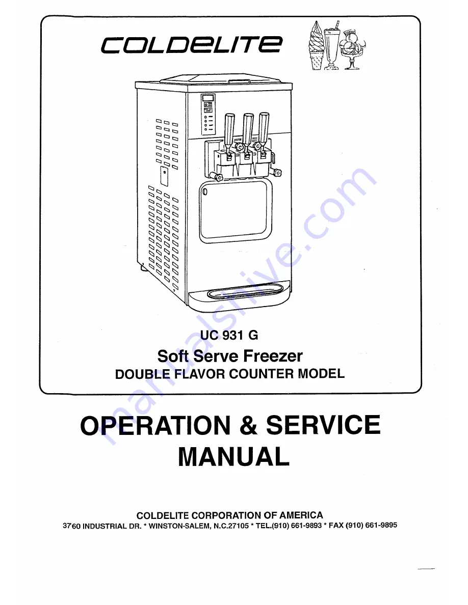 Coldelite UC 931 G Operation & Service Manual Download Page 1