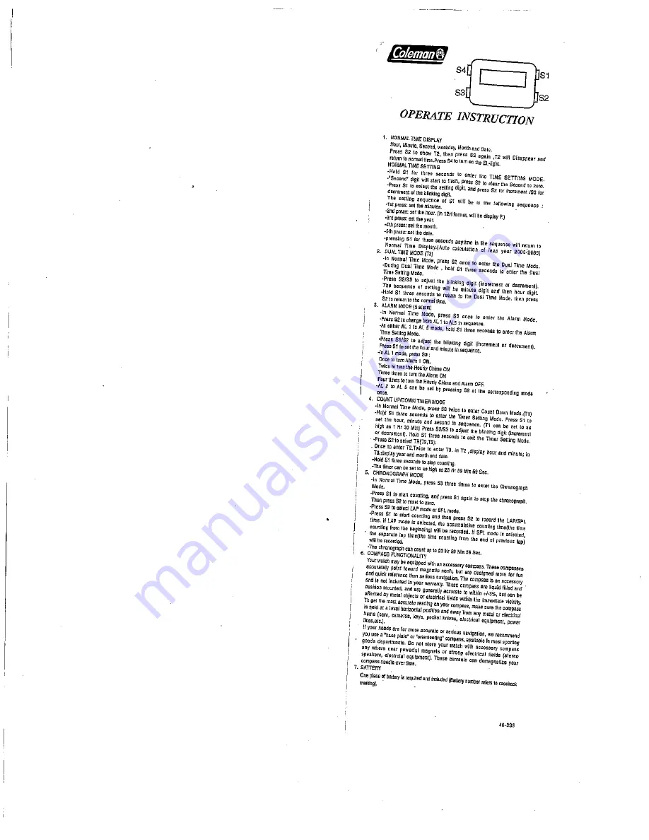 Coleman 40-339 Operate Instruction Download Page 1