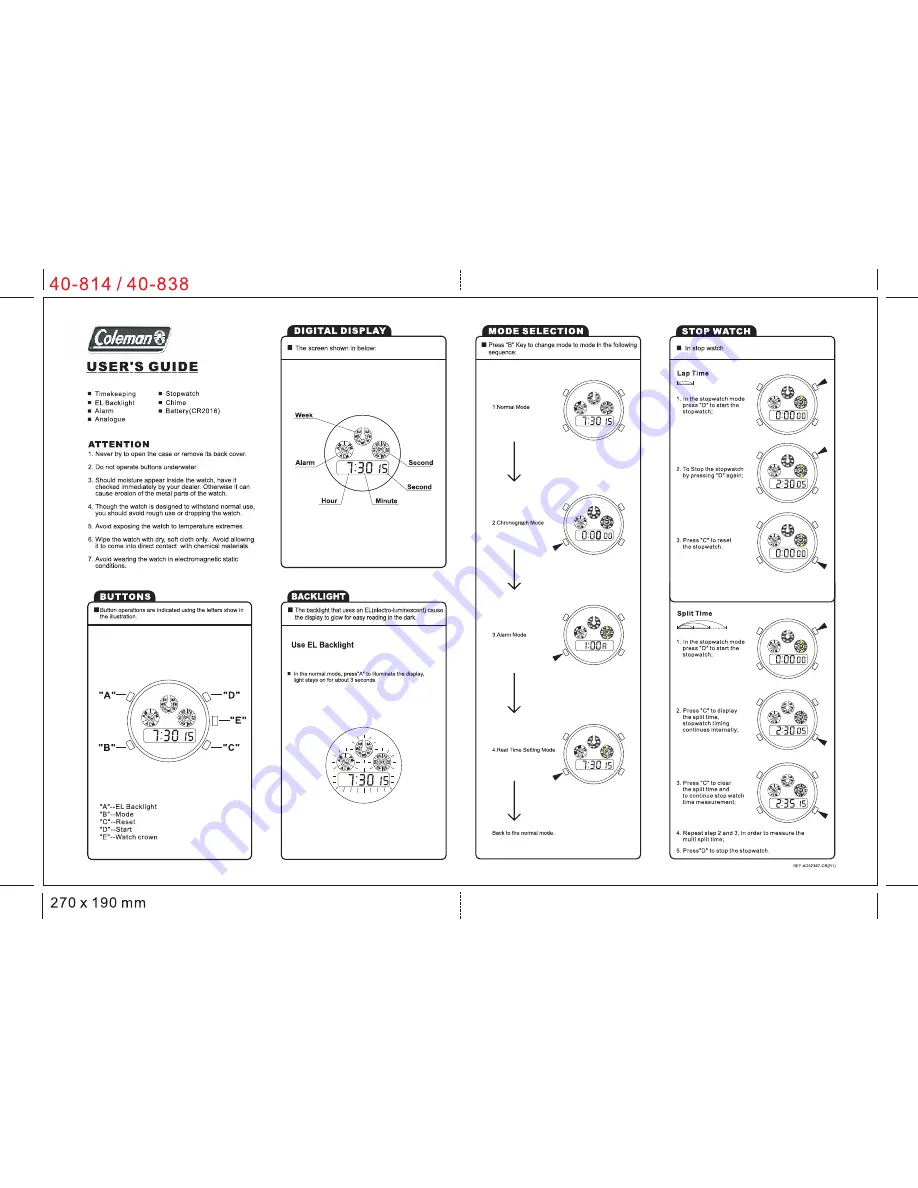 Coleman 40-408 User Manual Download Page 1