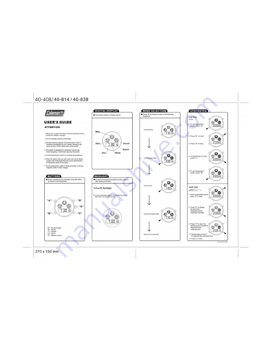 Coleman 40-814 User Manual Download Page 1