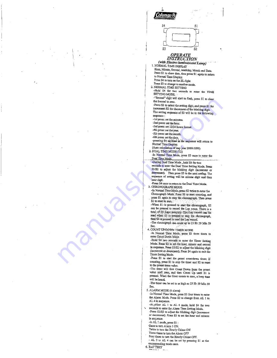 Coleman 40-851 Operating Instructions Download Page 1