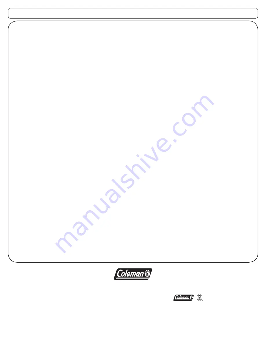 Coleman 9955 Series Use, Care & Assembly Manual Download Page 30