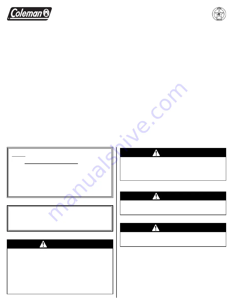 Coleman 9992-449 Manual Download Page 1