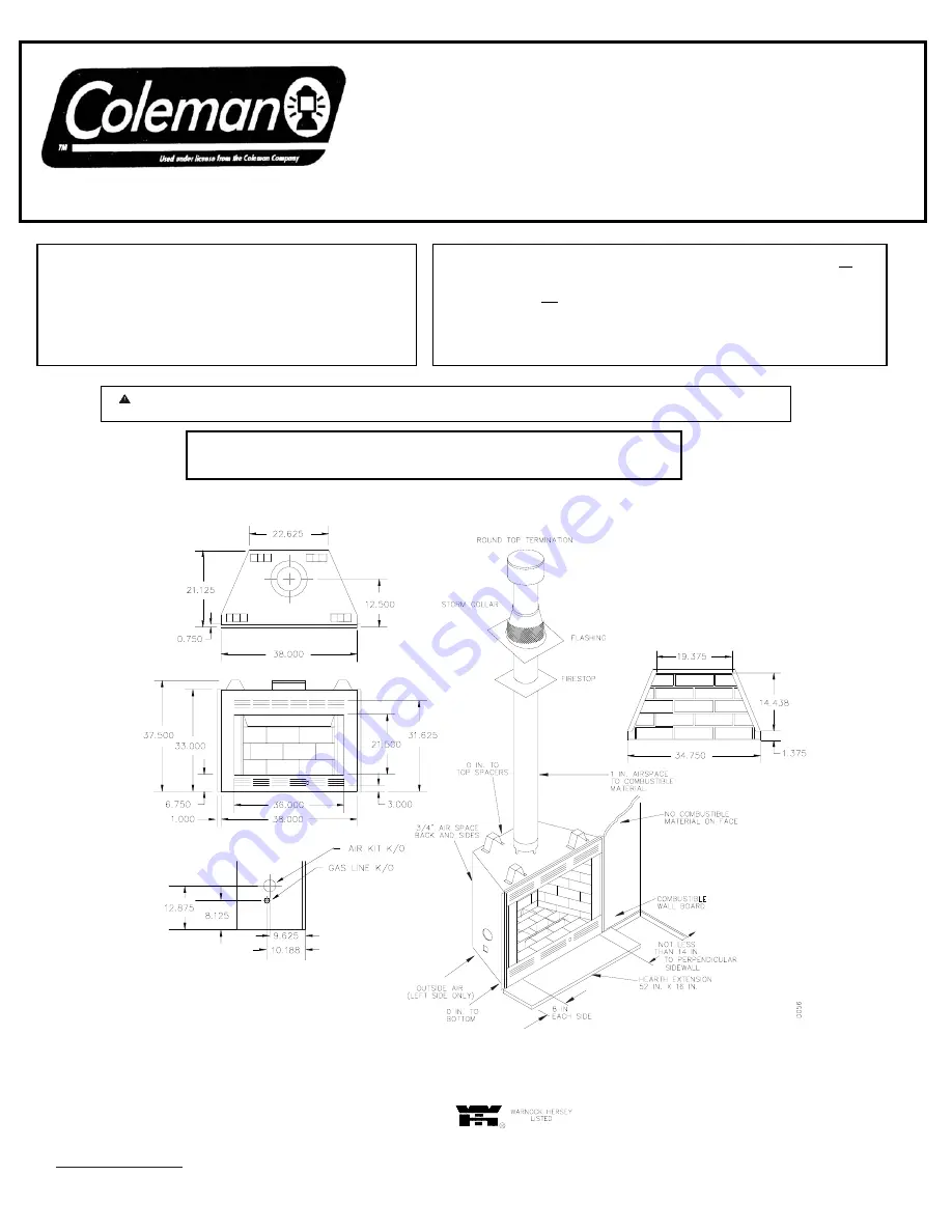 Coleman C36MW Installation Instructions Manual Download Page 1