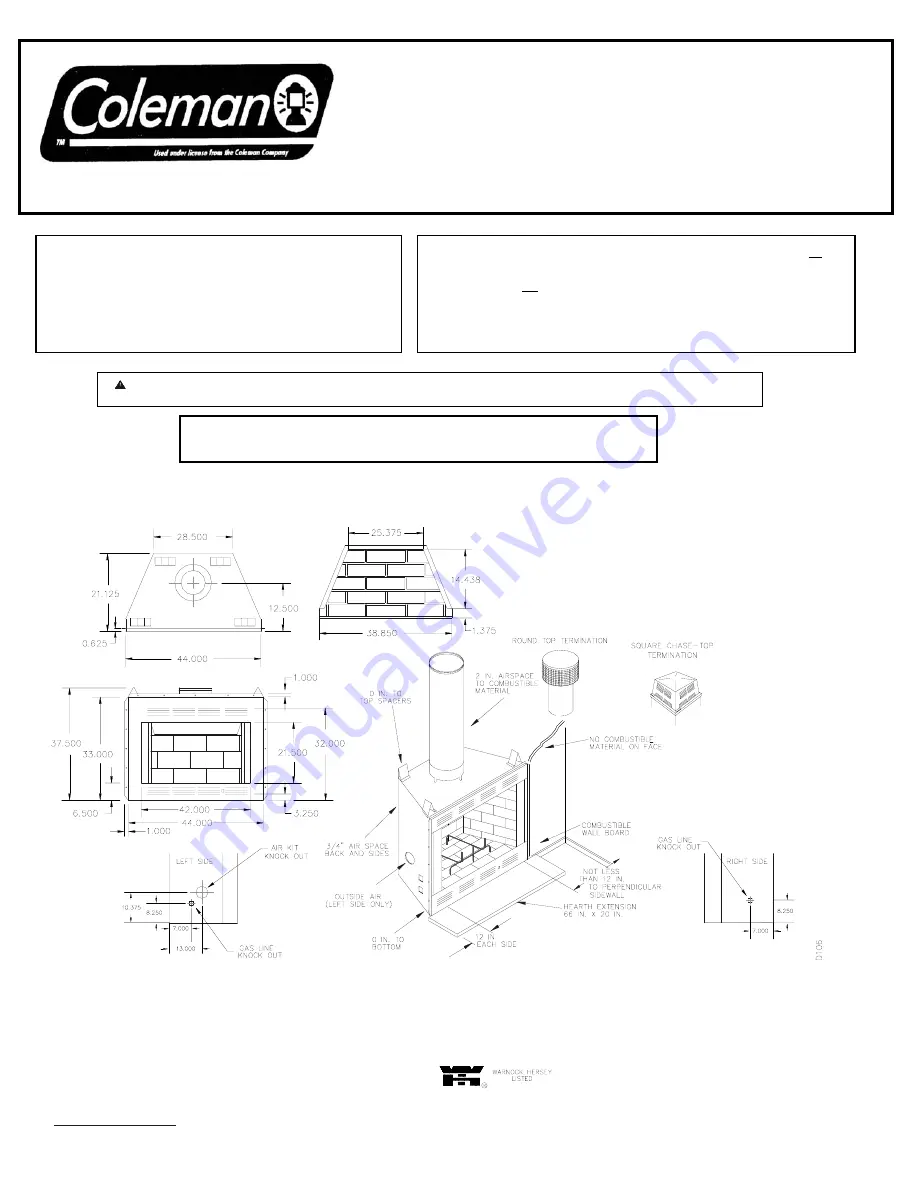 Coleman C42MW Installation Instructions Manual Download Page 1