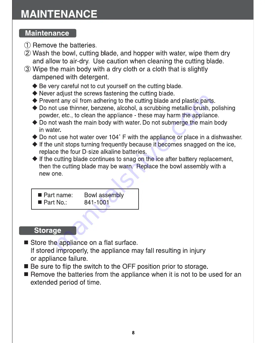 Coleman On-The-Go-Sno 841-708 Operating Instructions Manual Download Page 8