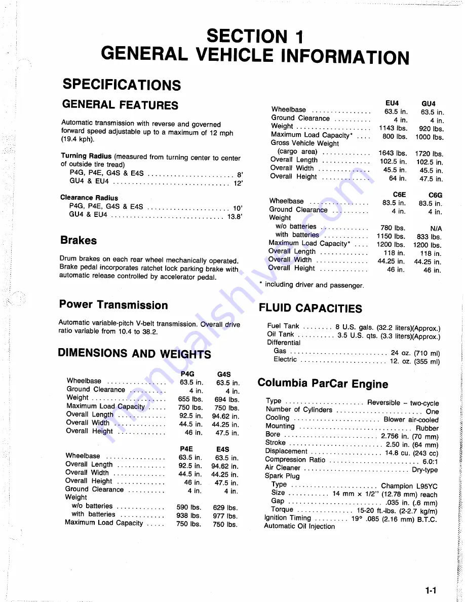 Columbia ParCar 1991 Electric Columbia Shuttle Service Manual Download Page 7