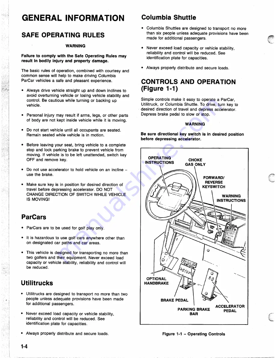 Columbia ParCar 1991 Electric Columbia Shuttle Service Manual Download Page 10