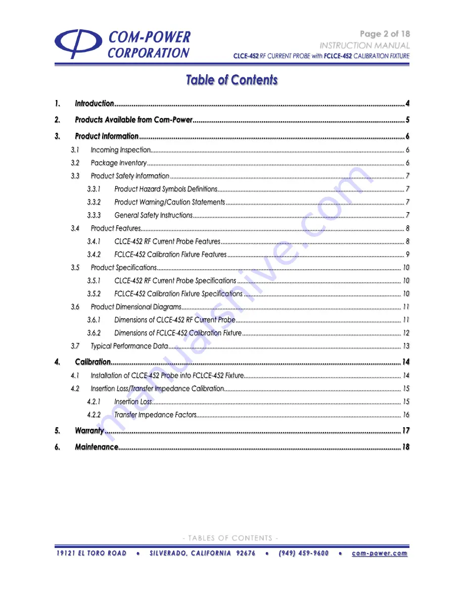 COM-power corporation CLCE-452 Скачать руководство пользователя страница 2