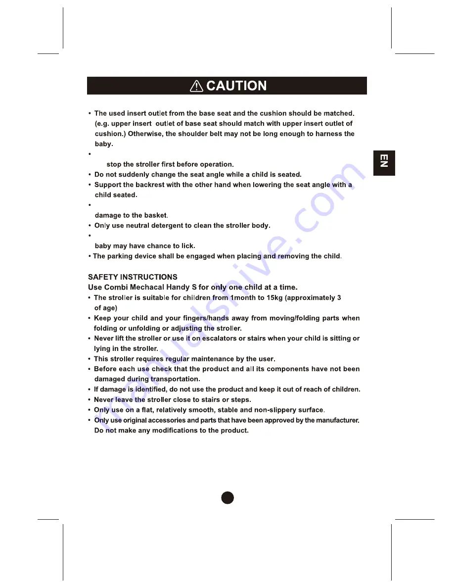 Combi Mechacal Handy S Instruction Manual Download Page 13