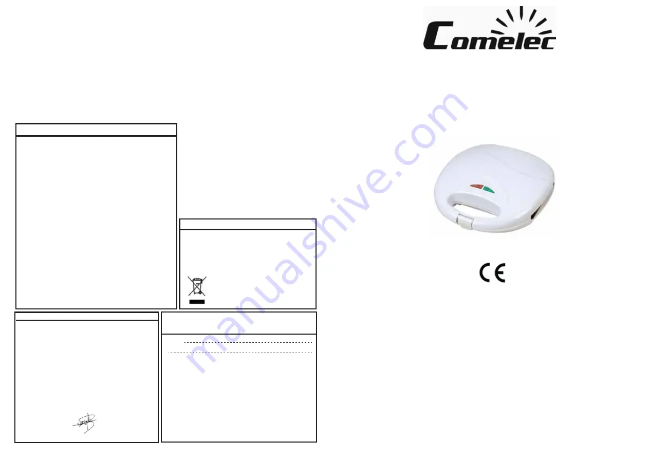 Comelec SA 1205 Instruction Manual Download Page 5