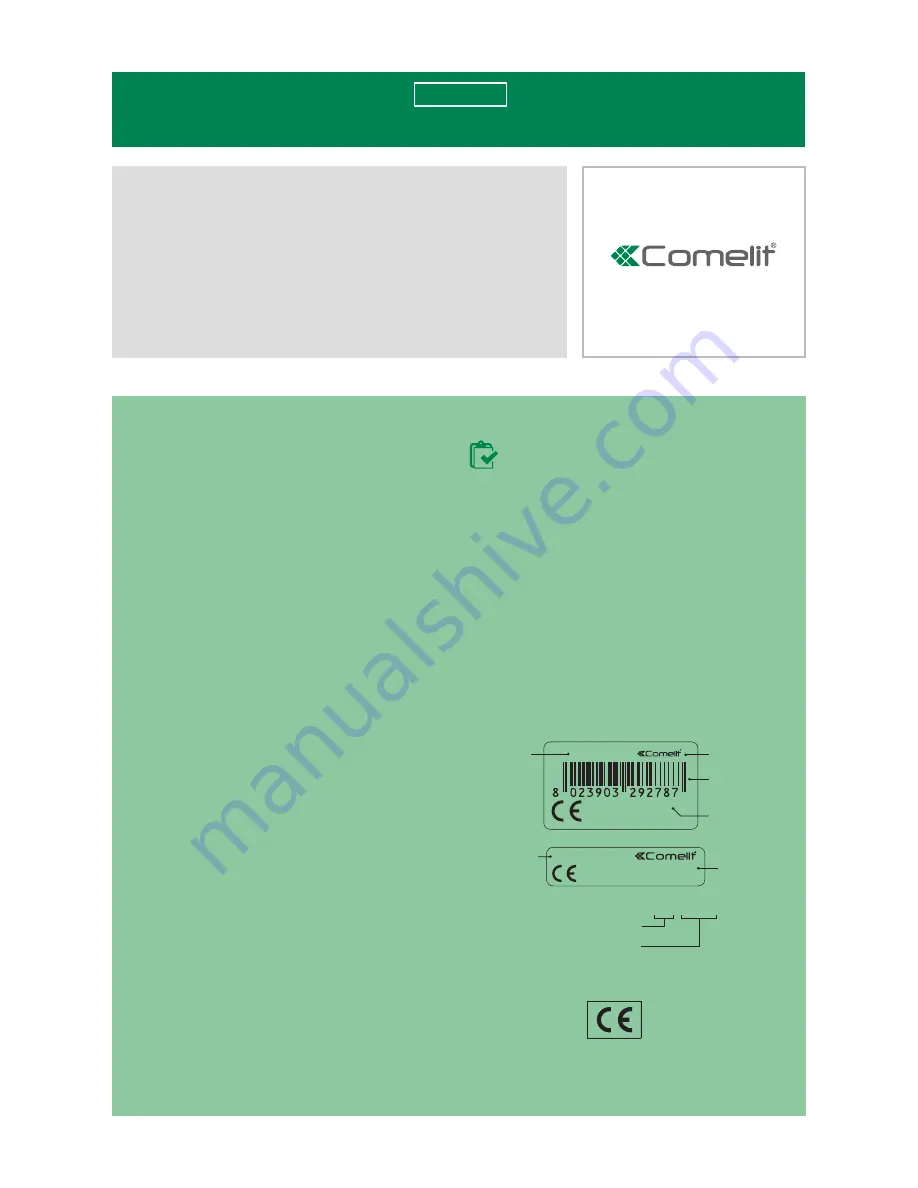 Comelit VEDOGSM Technical Manual Download Page 1