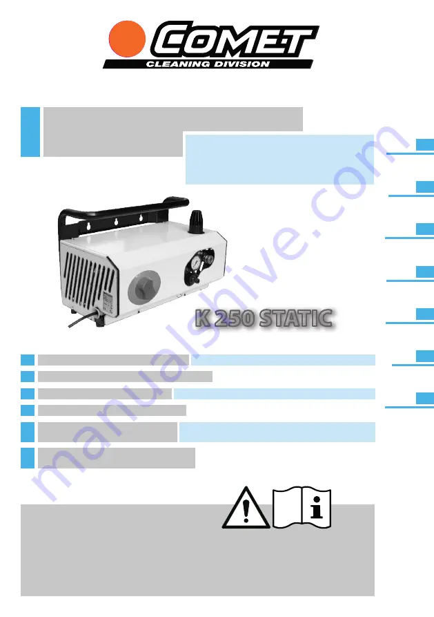 Comet K 250 STATIC Instruction Manual Download Page 1