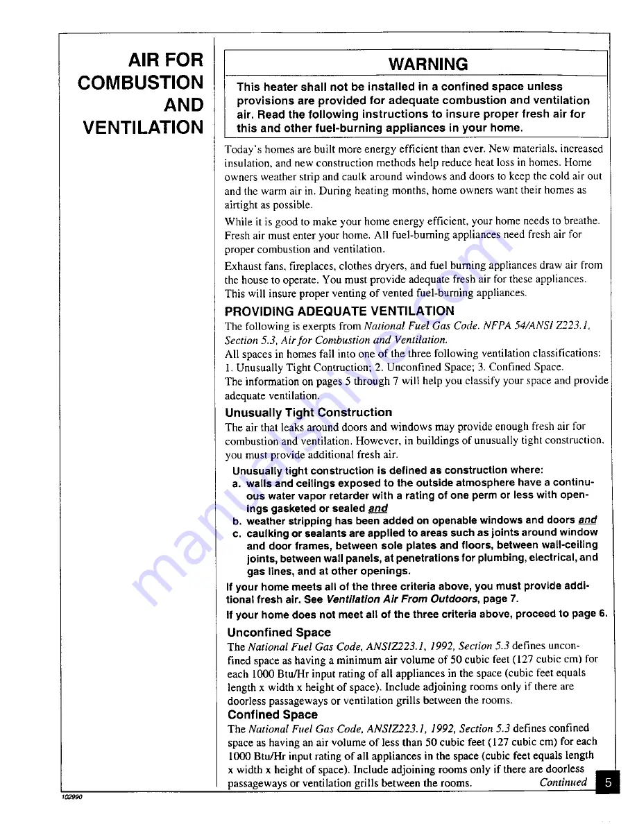 Comfort Glow CGD3924NT Owner'S Operation And Installation Manual Download Page 5