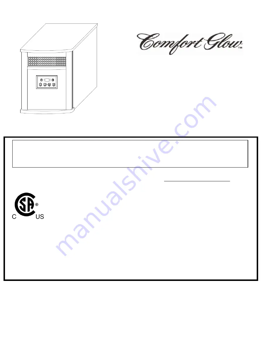 Comfort Glow QEH1410 Owner'S Manual Download Page 9