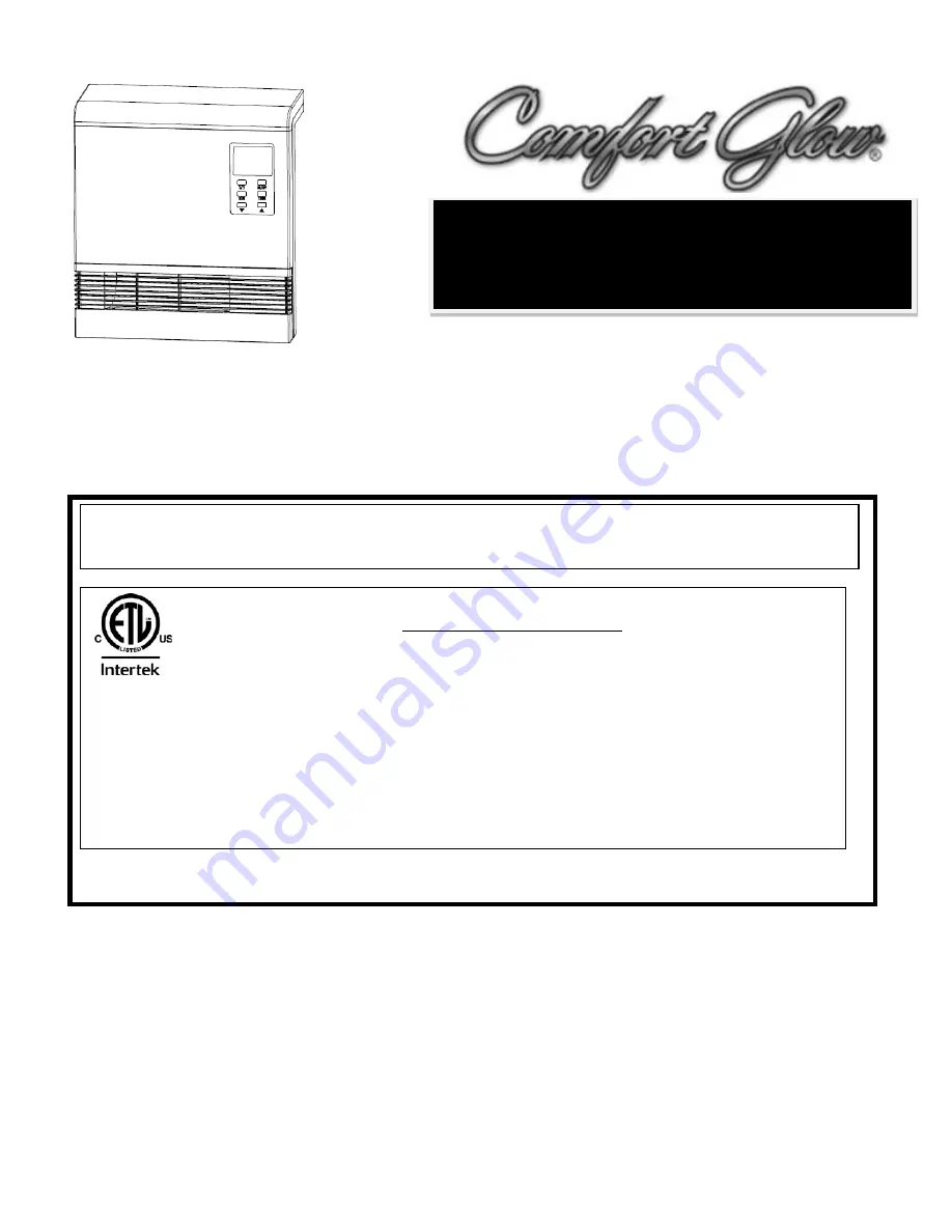 Comfort Glow QWH2100 Operator'S Manual Download Page 14